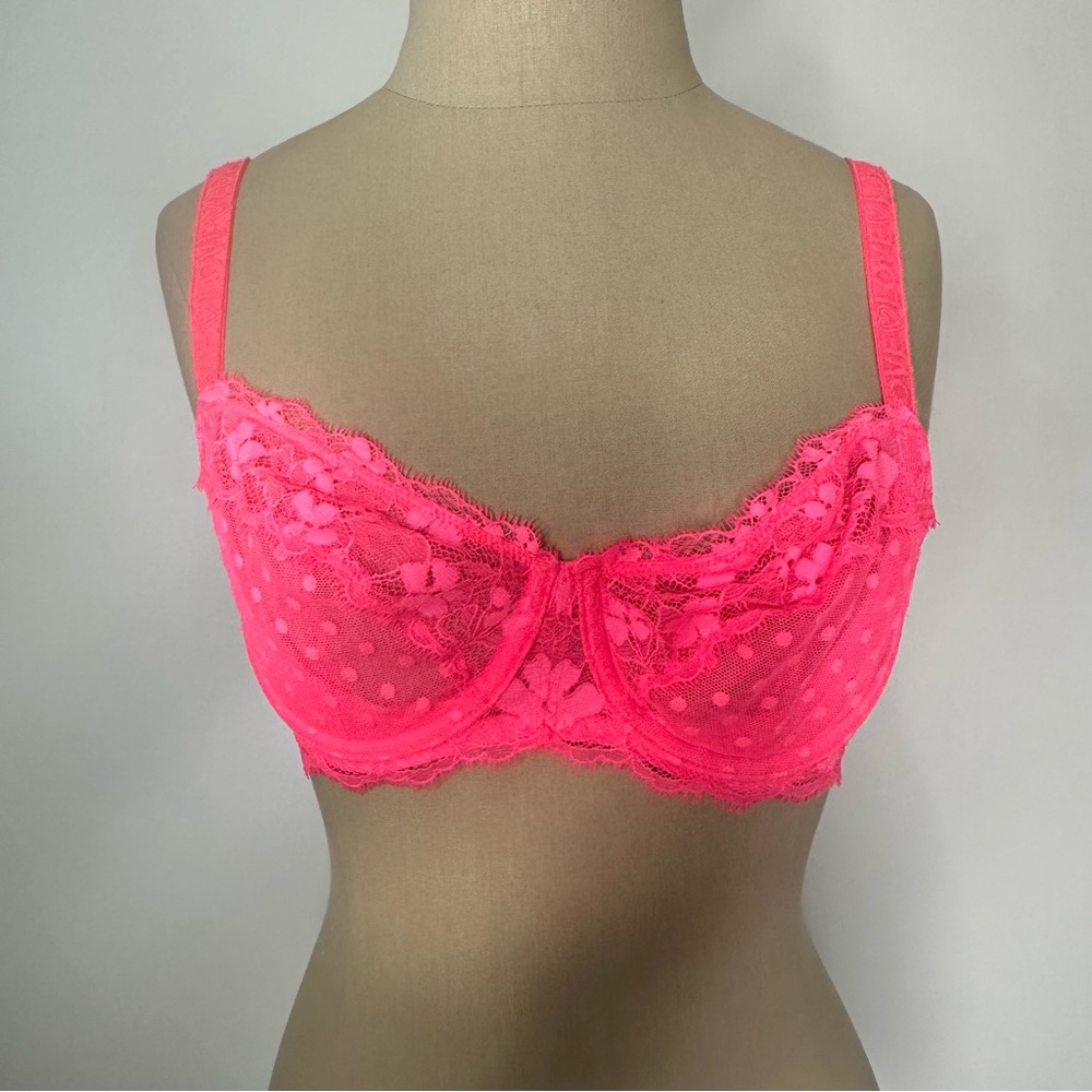 VICTORIAS SECRET DREAM ANGELS PUSHUP WITHOUT PADDING UNLINED DEMI Pink lace BRA